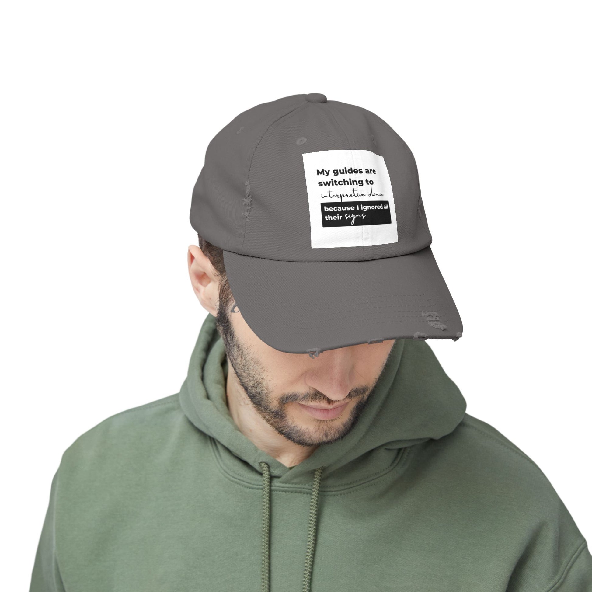 Unisex Distressed Cap with Spiritual Slogan | Trendy Baseball Hat for Gifts, Casual Wear, Meditation, Festivals, Mindfulness