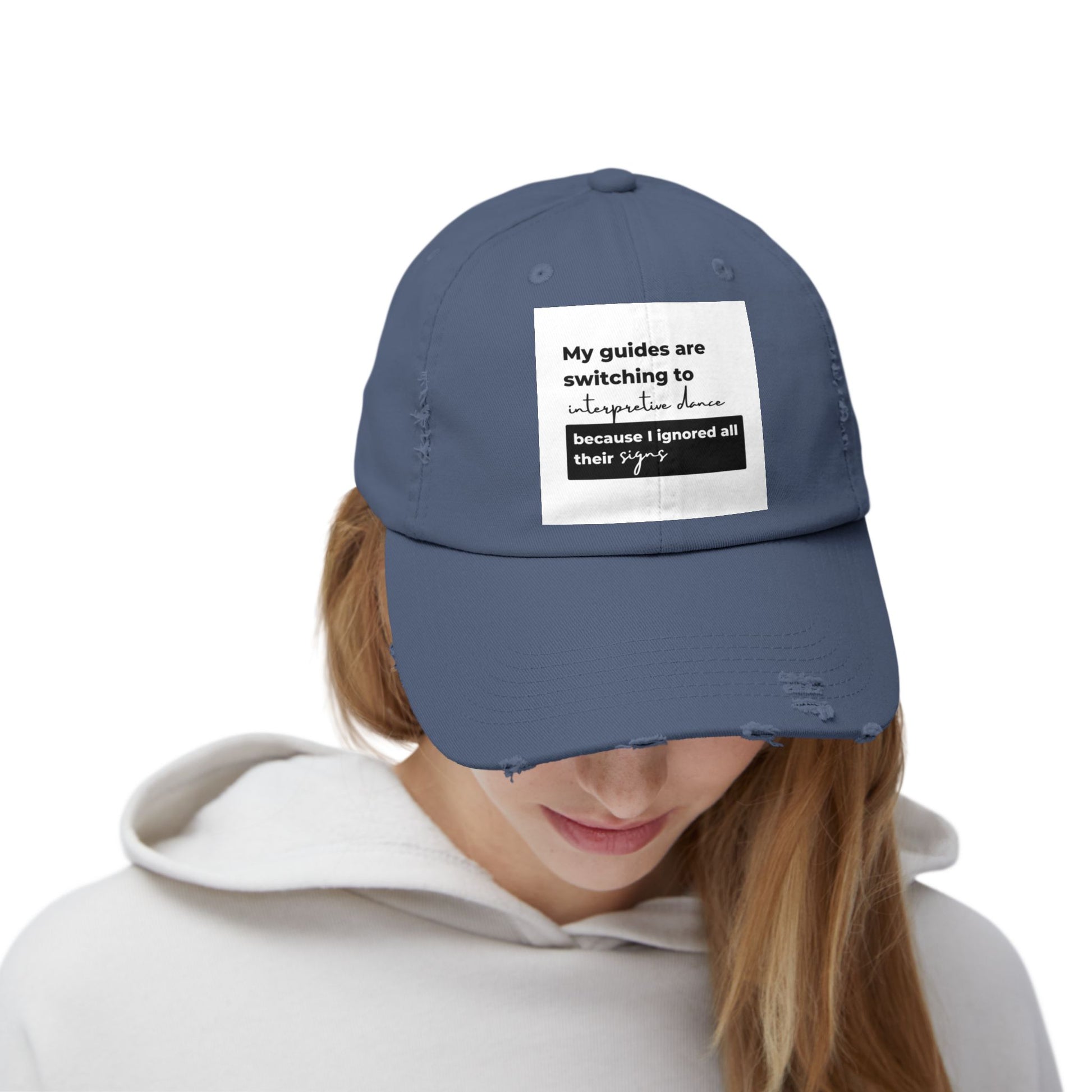 Unisex Distressed Cap with Spiritual Slogan | Trendy Baseball Hat for Gifts, Casual Wear, Meditation, Festivals, Mindfulness