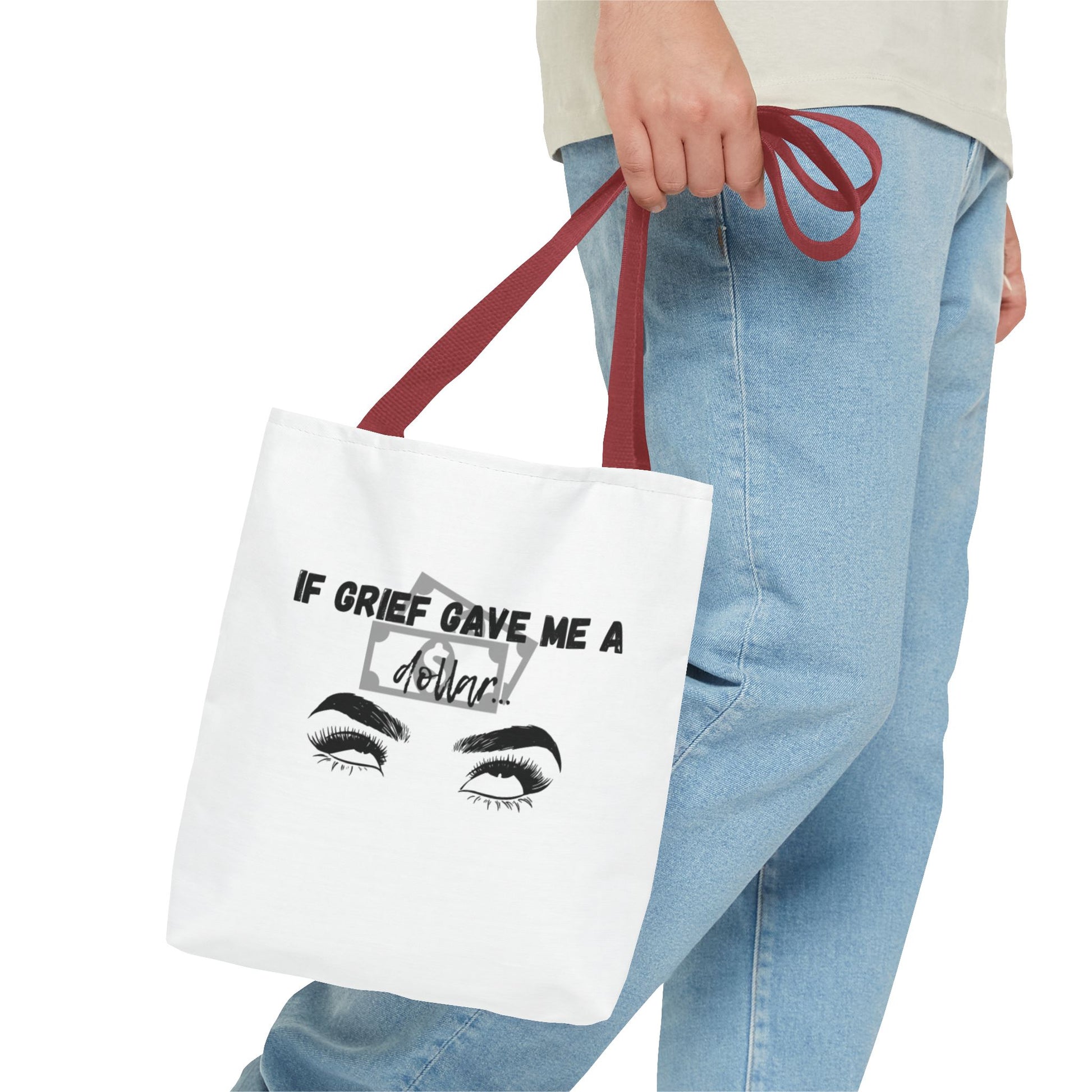 Grief Quote Tote Bag, Inspirational Bag, AOP Tote, Gift for Grieving Friends, Practical Everyday Bag, Motivational Artsy Bag