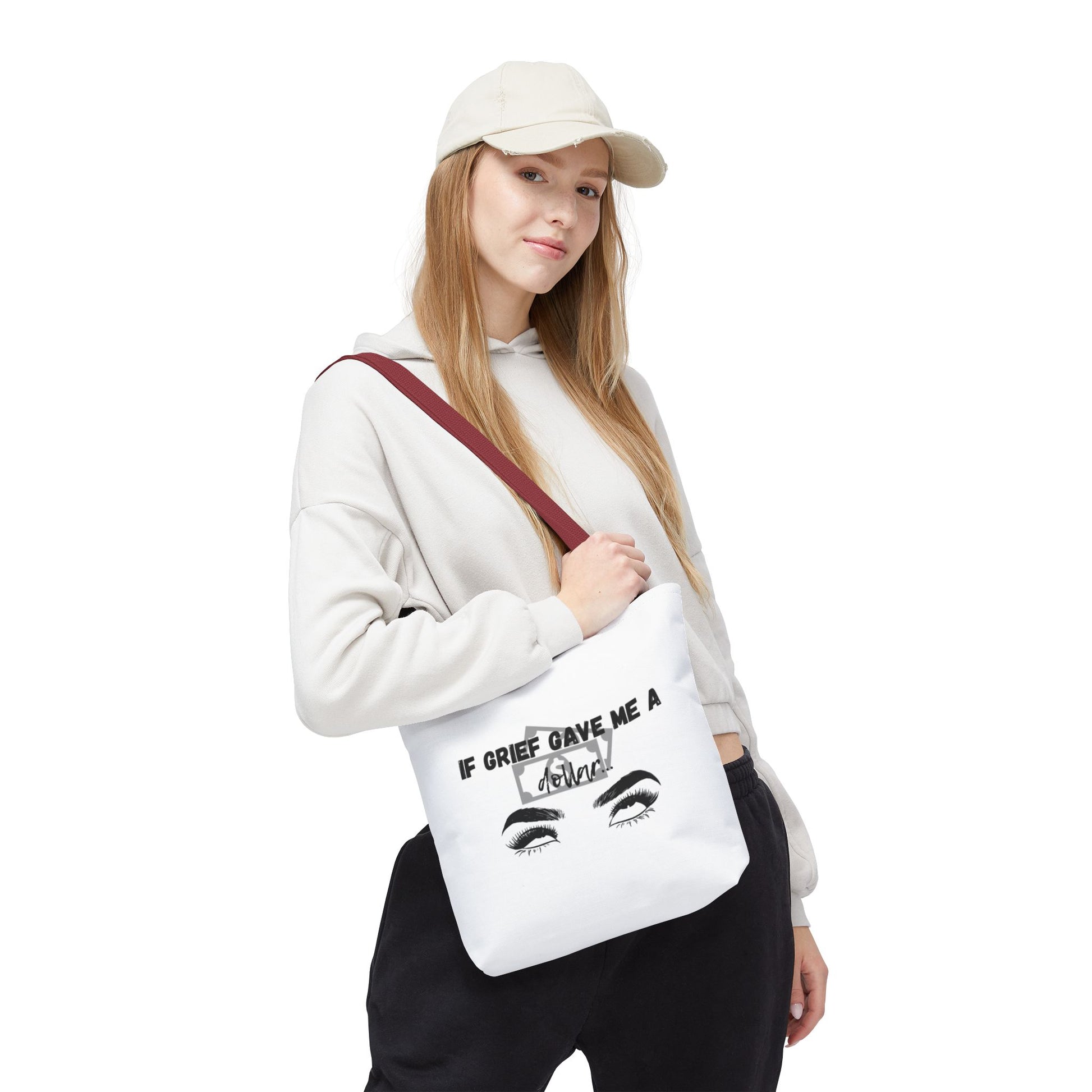 Grief Quote Tote Bag, Inspirational Bag, AOP Tote, Gift for Grieving Friends, Practical Everyday Bag, Motivational Artsy Bag