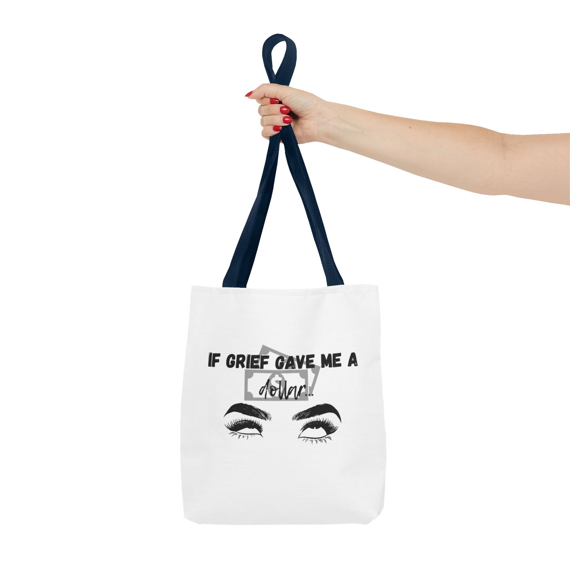 Grief Quote Tote Bag, Inspirational Bag, AOP Tote, Gift for Grieving Friends, Practical Everyday Bag, Motivational Artsy Bag