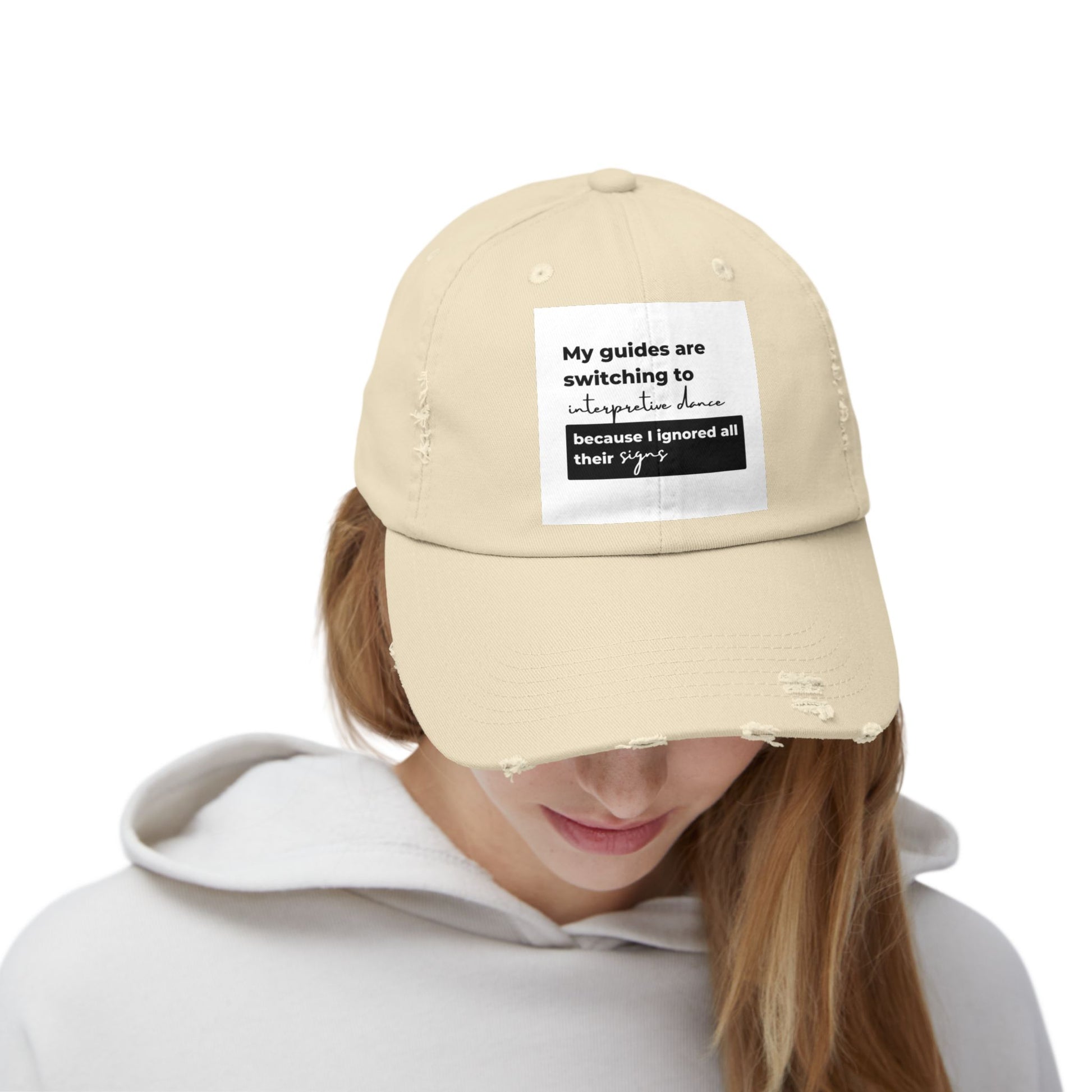 Unisex Distressed Cap with Spiritual Slogan | Trendy Baseball Hat for Gifts, Casual Wear, Meditation, Festivals, Mindfulness