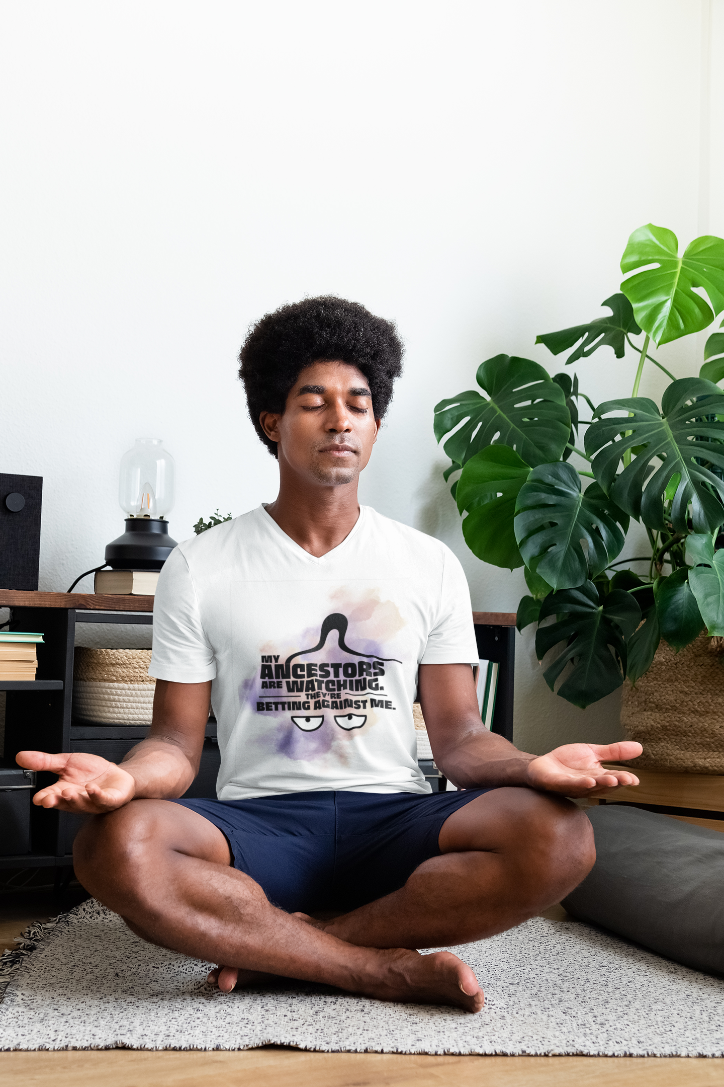 Unisex V-Neck Tee - "My Ancestors Are Watching" - Motivational Shirt, Heritage Gift, Inspirational Wear, Casual Outfit, Statement Tee