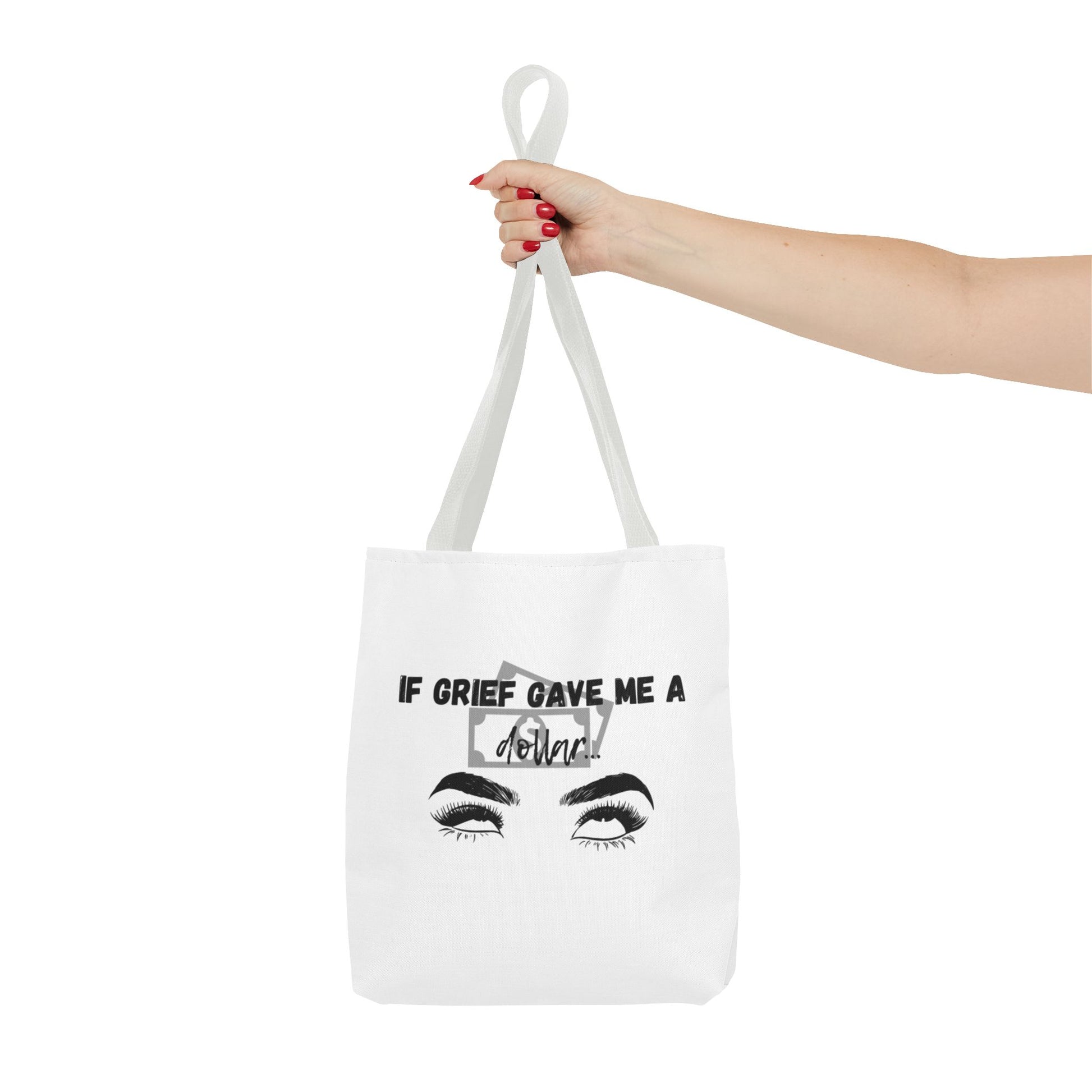 Grief Quote Tote Bag, Inspirational Bag, AOP Tote, Gift for Grieving Friends, Practical Everyday Bag, Motivational Artsy Bag