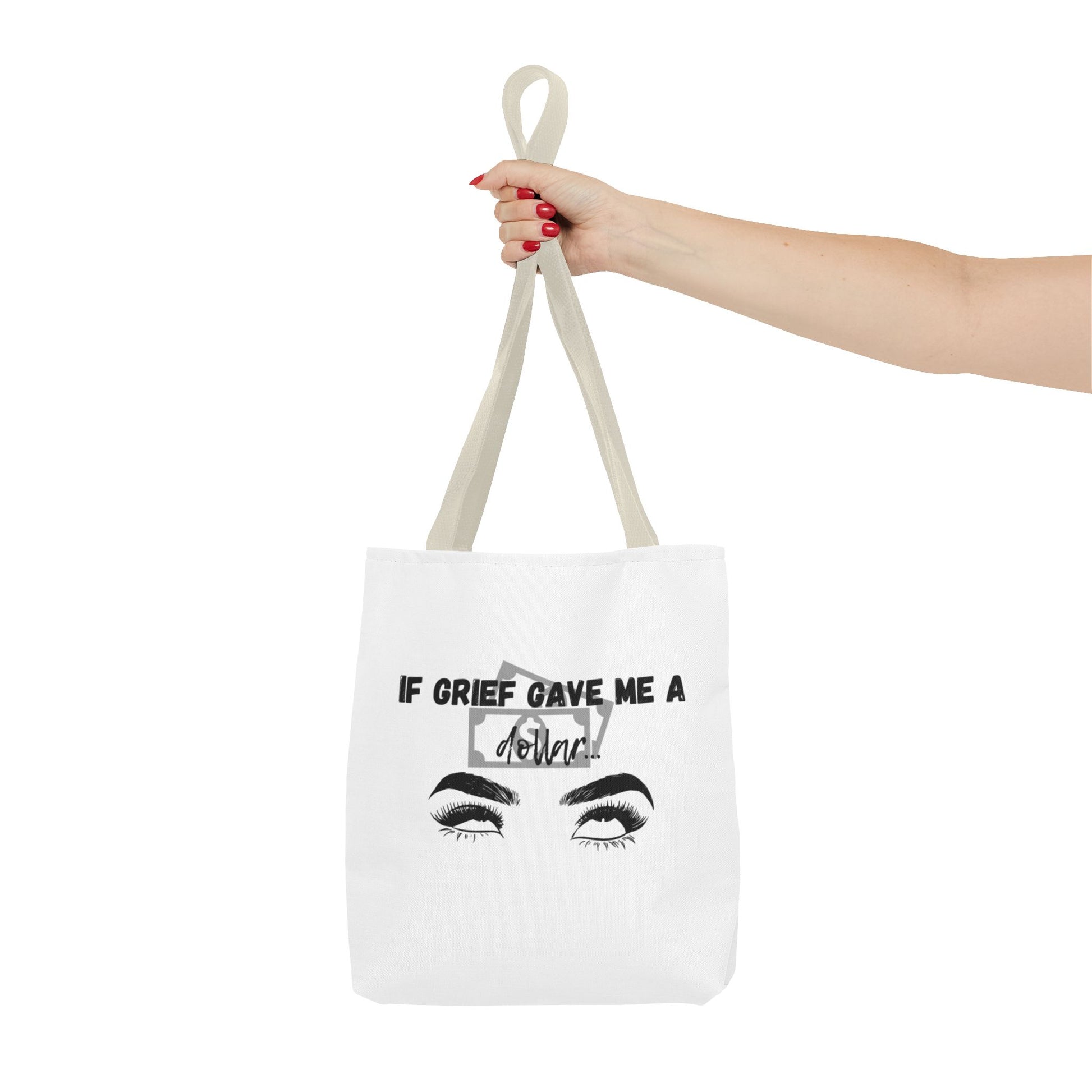 Grief Quote Tote Bag, Inspirational Bag, AOP Tote, Gift for Grieving Friends, Practical Everyday Bag, Motivational Artsy Bag