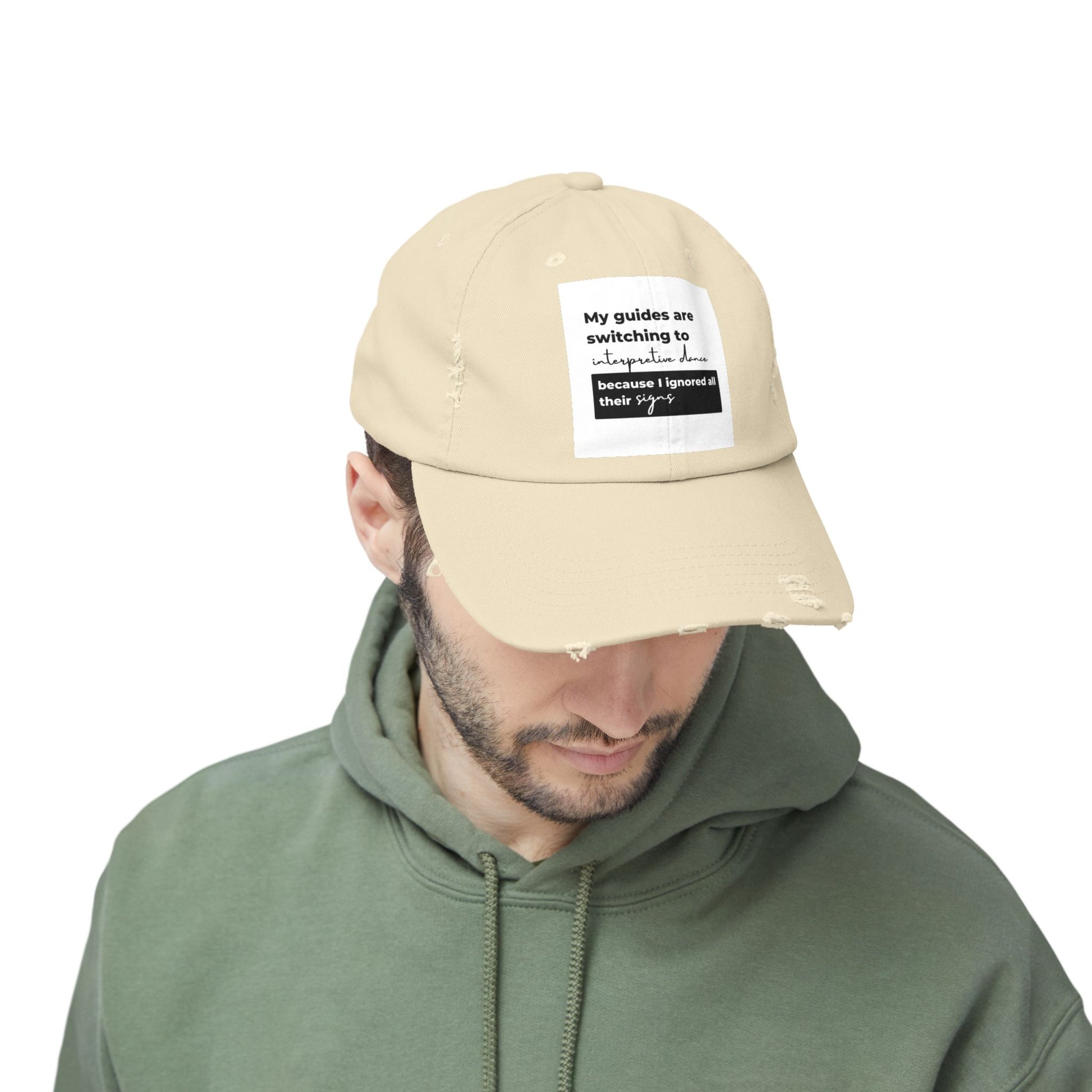 Unisex Distressed Cap with Spiritual Slogan | Trendy Baseball Hat for Gifts, Casual Wear, Meditation, Festivals, Mindfulness