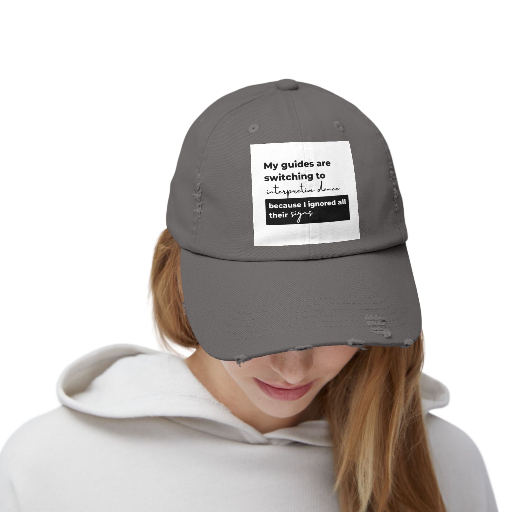 Unisex Distressed Cap with Spiritual Slogan | Trendy Baseball Hat for Gifts, Casual Wear, Meditation, Festivals, Mindfulness