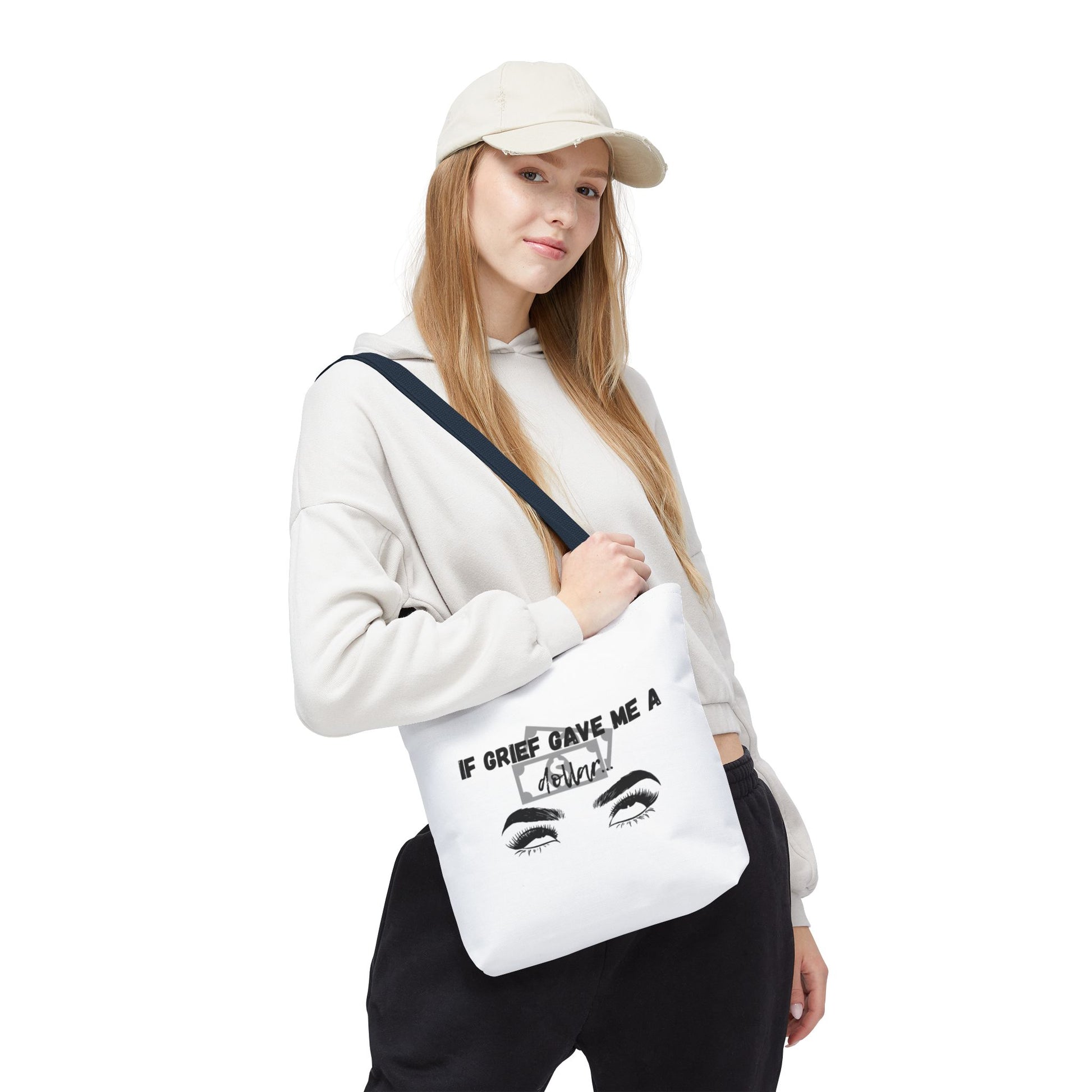 Grief Quote Tote Bag, Inspirational Bag, AOP Tote, Gift for Grieving Friends, Practical Everyday Bag, Motivational Artsy Bag