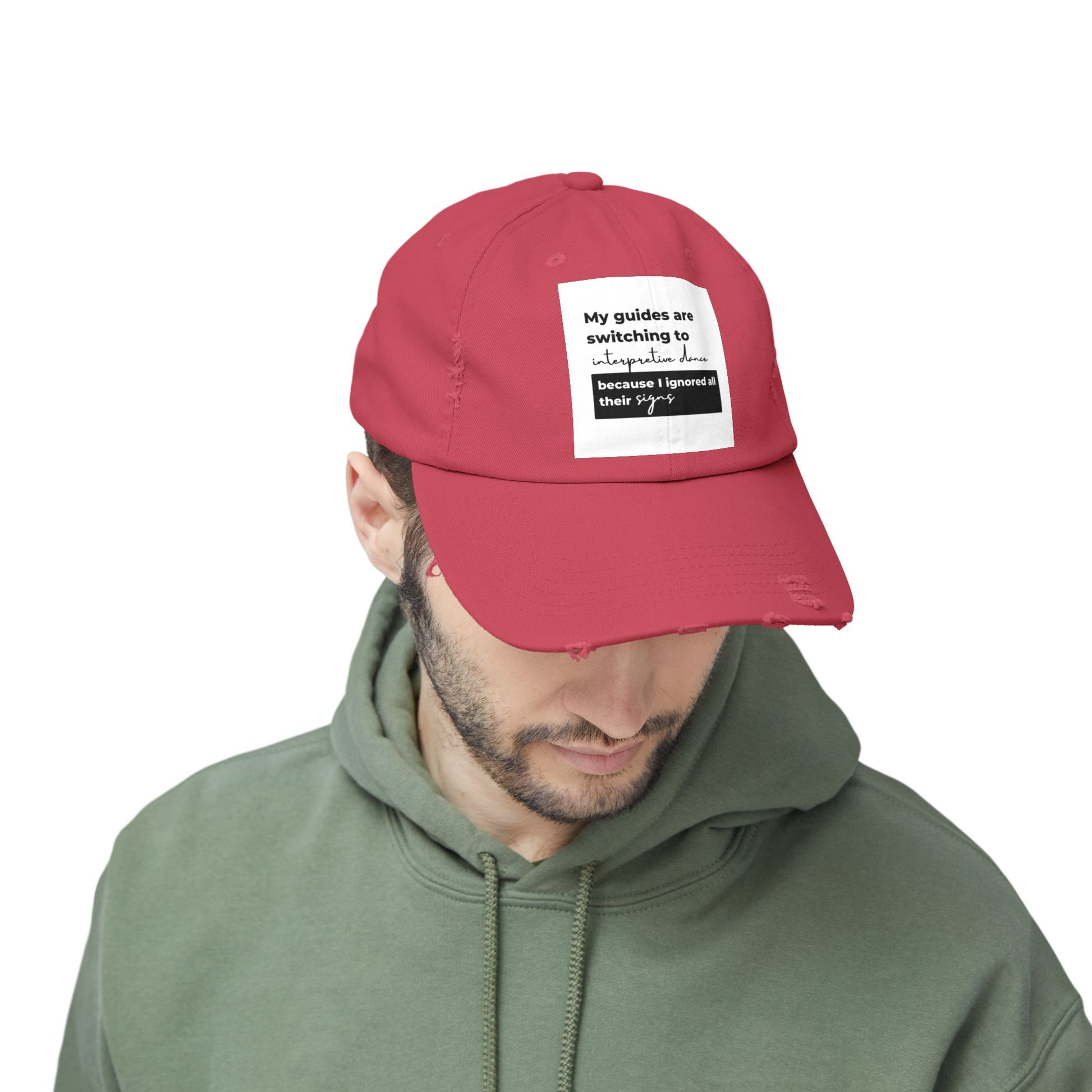 Unisex Distressed Cap with Spiritual Slogan | Trendy Baseball Hat for Gifts, Casual Wear, Meditation, Festivals, Mindfulness