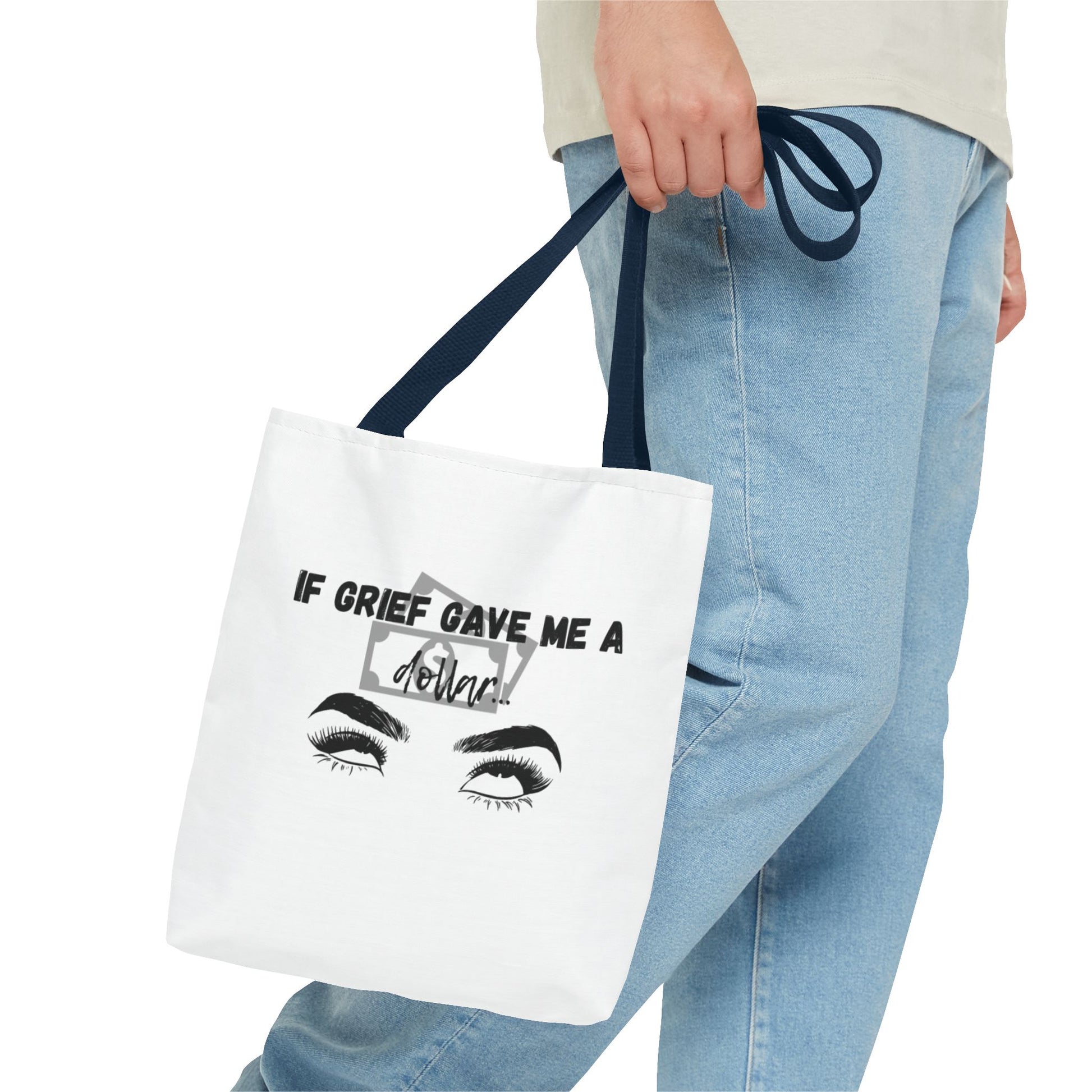 Grief Quote Tote Bag, Inspirational Bag, AOP Tote, Gift for Grieving Friends, Practical Everyday Bag, Motivational Artsy Bag