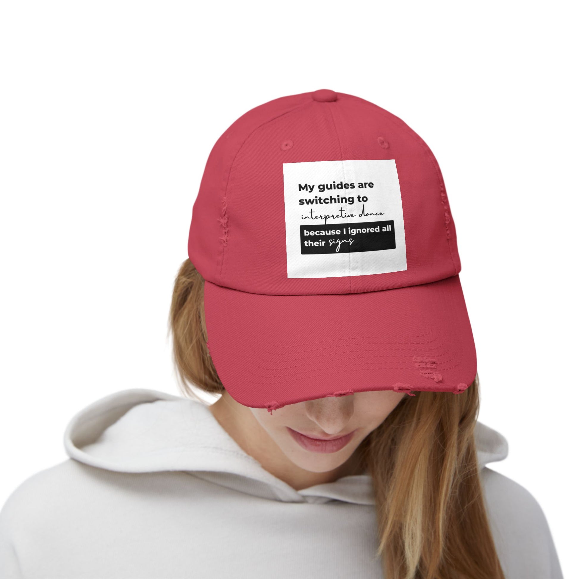 Unisex Distressed Cap with Spiritual Slogan | Trendy Baseball Hat for Gifts, Casual Wear, Meditation, Festivals, Mindfulness