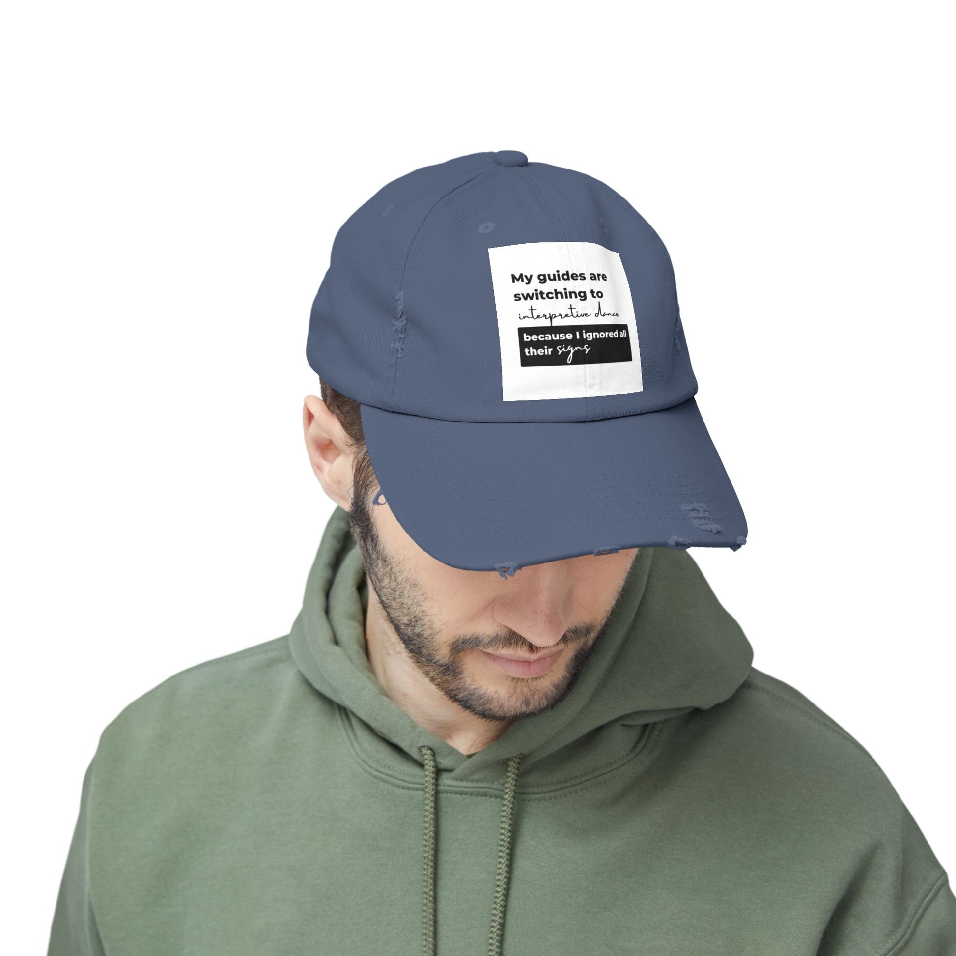 Unisex Distressed Cap with Spiritual Slogan | Trendy Baseball Hat for Gifts, Casual Wear, Meditation, Festivals, Mindfulness