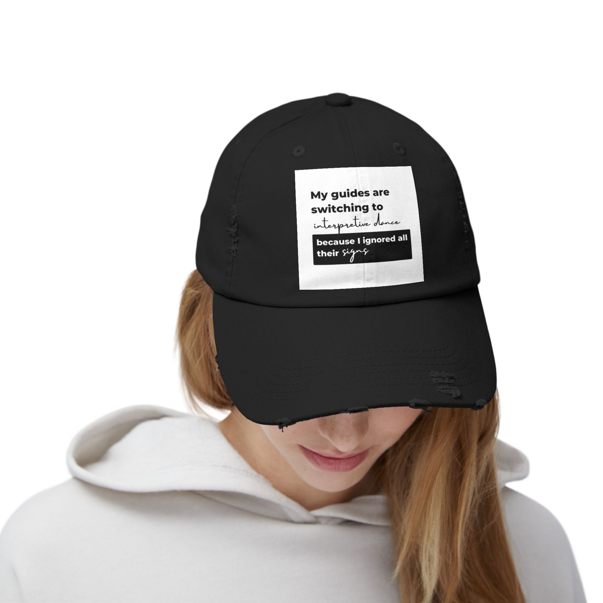 Unisex Distressed Cap with Spiritual Slogan | Trendy Baseball Hat for Gifts, Casual Wear, Meditation, Festivals, Mindfulness